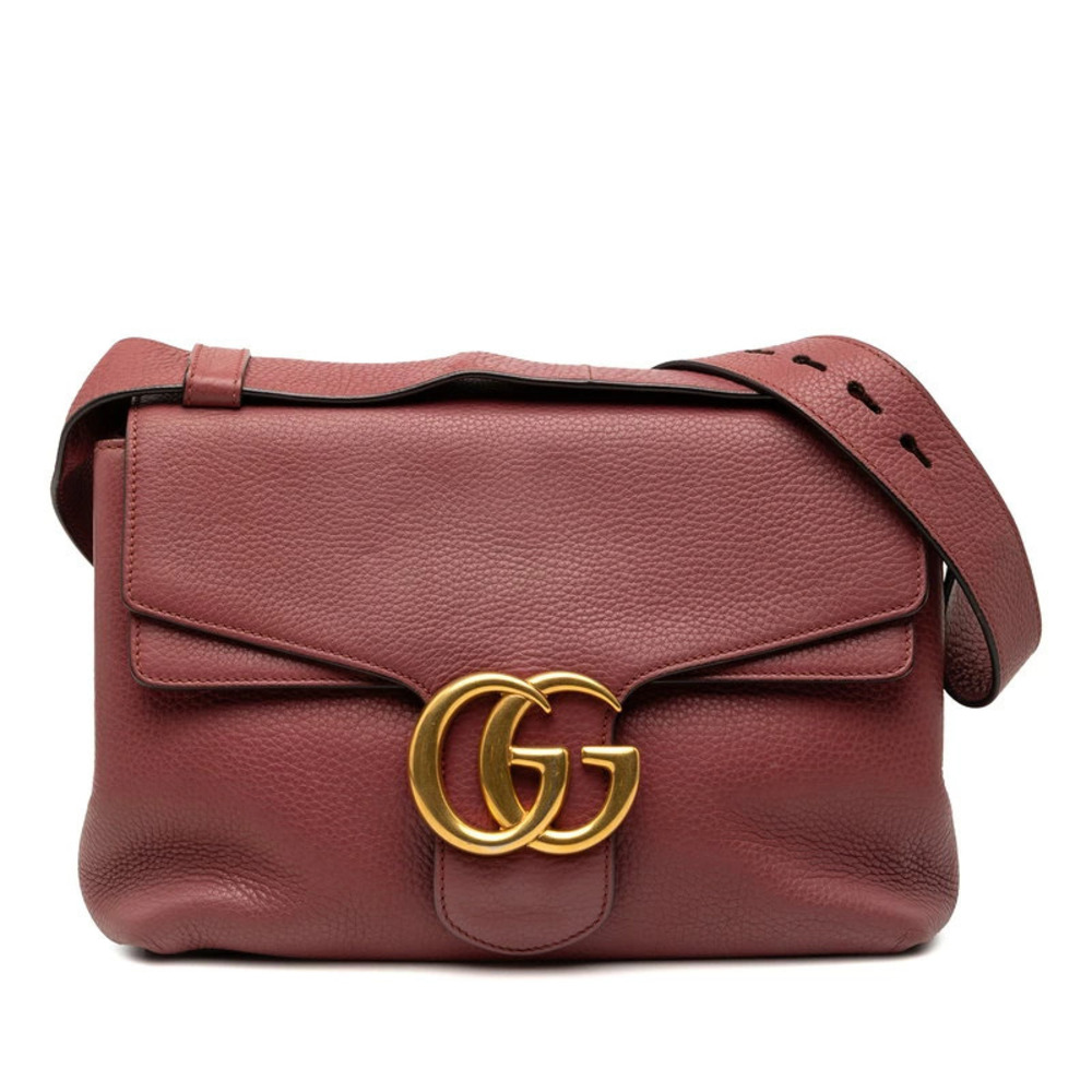 Gucci GG Marmont Crossbody Bag Pink Red Leather